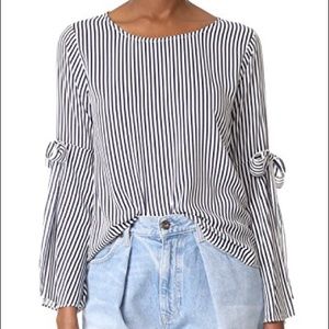 Striped blouse by Velvet with tie sleeves size M